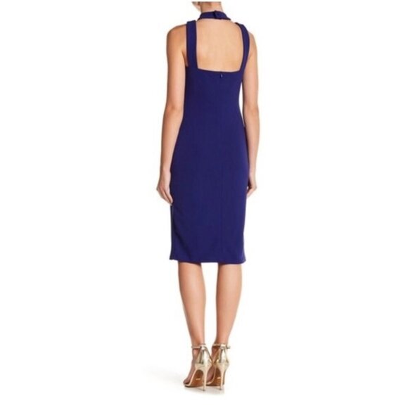 bebe - Mock Neck Strappy Crepe Dress - royal blue - size 6 - Picture 2 of 3